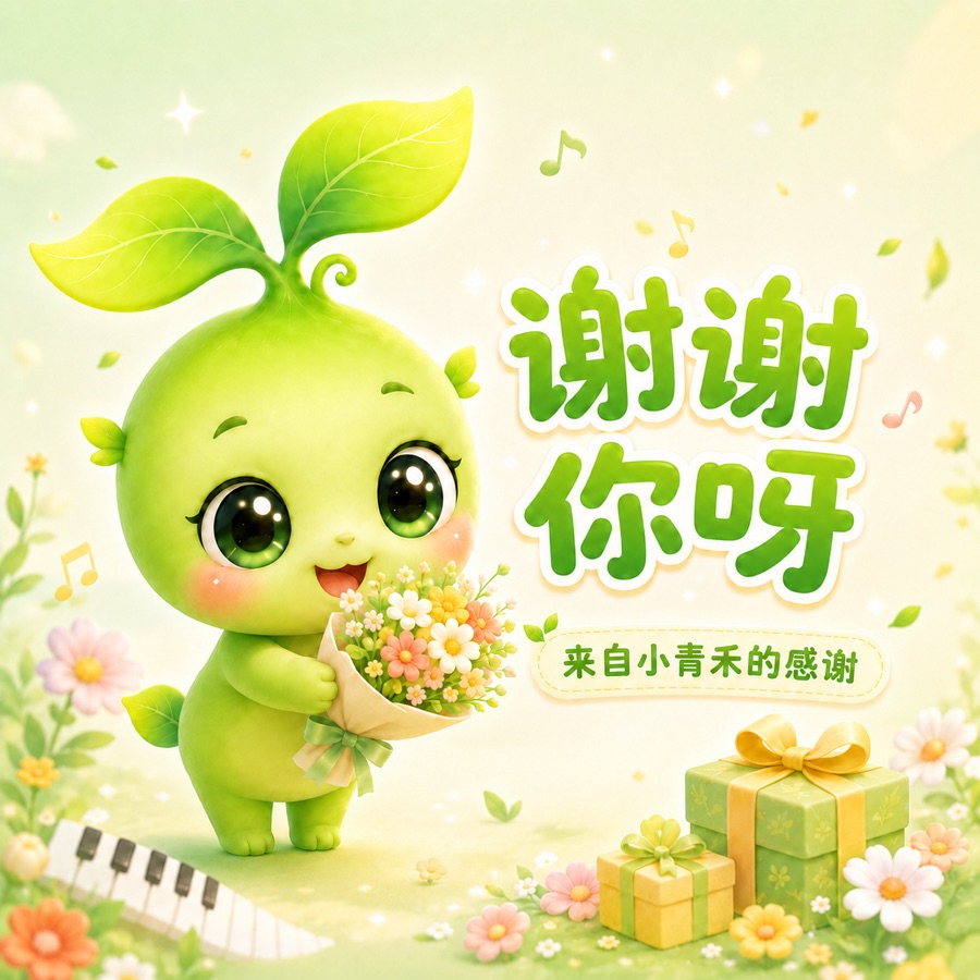 小青禾抱着花束说谢谢你呀